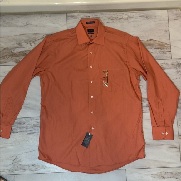 NWT Arrow Classic Fit Poplin Dress Shirt 16 34/35 Persimmon Wrinkle-Free - Picture 1 of 9